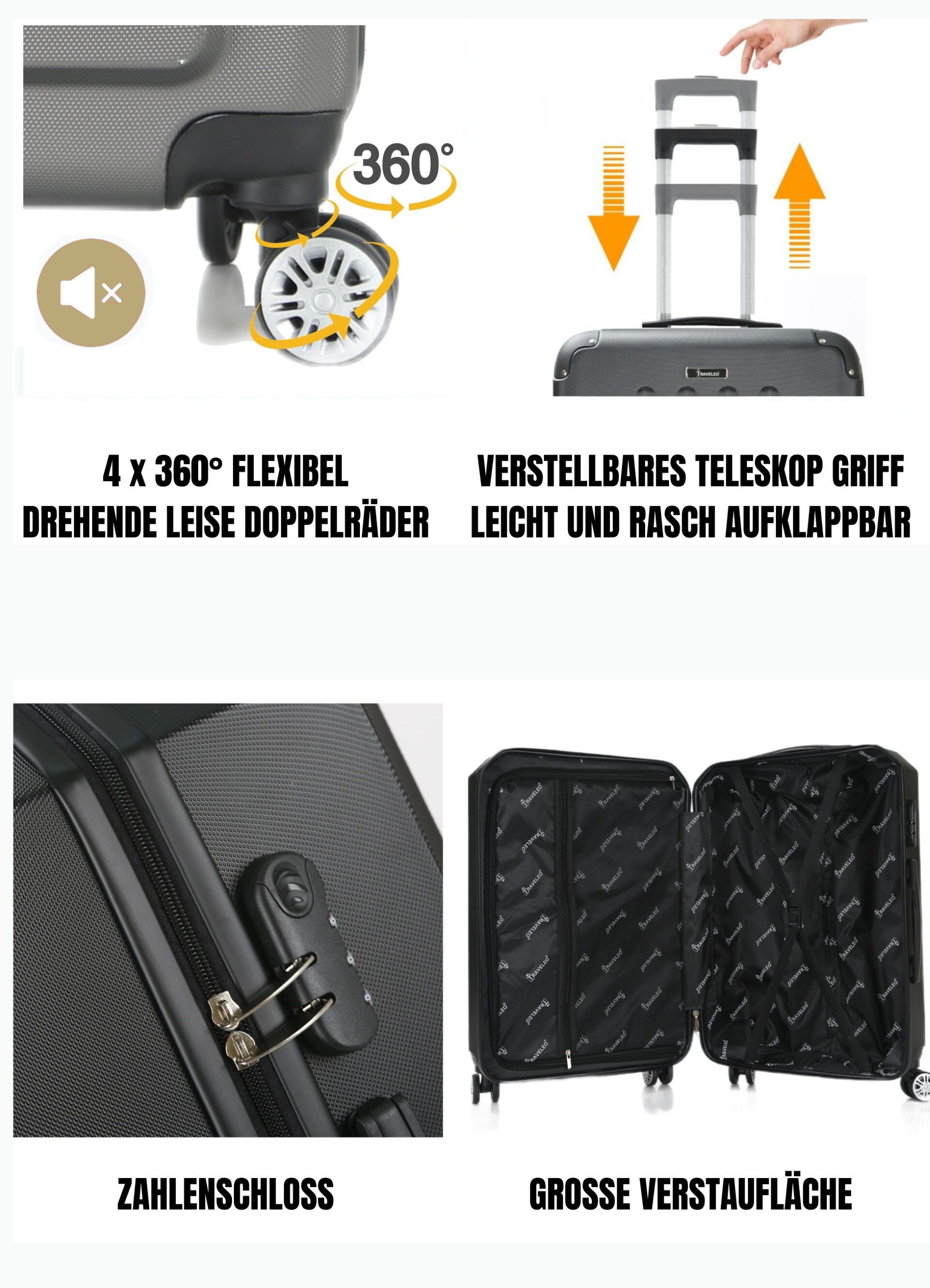 4 tlg Reisekoffer Hartschale