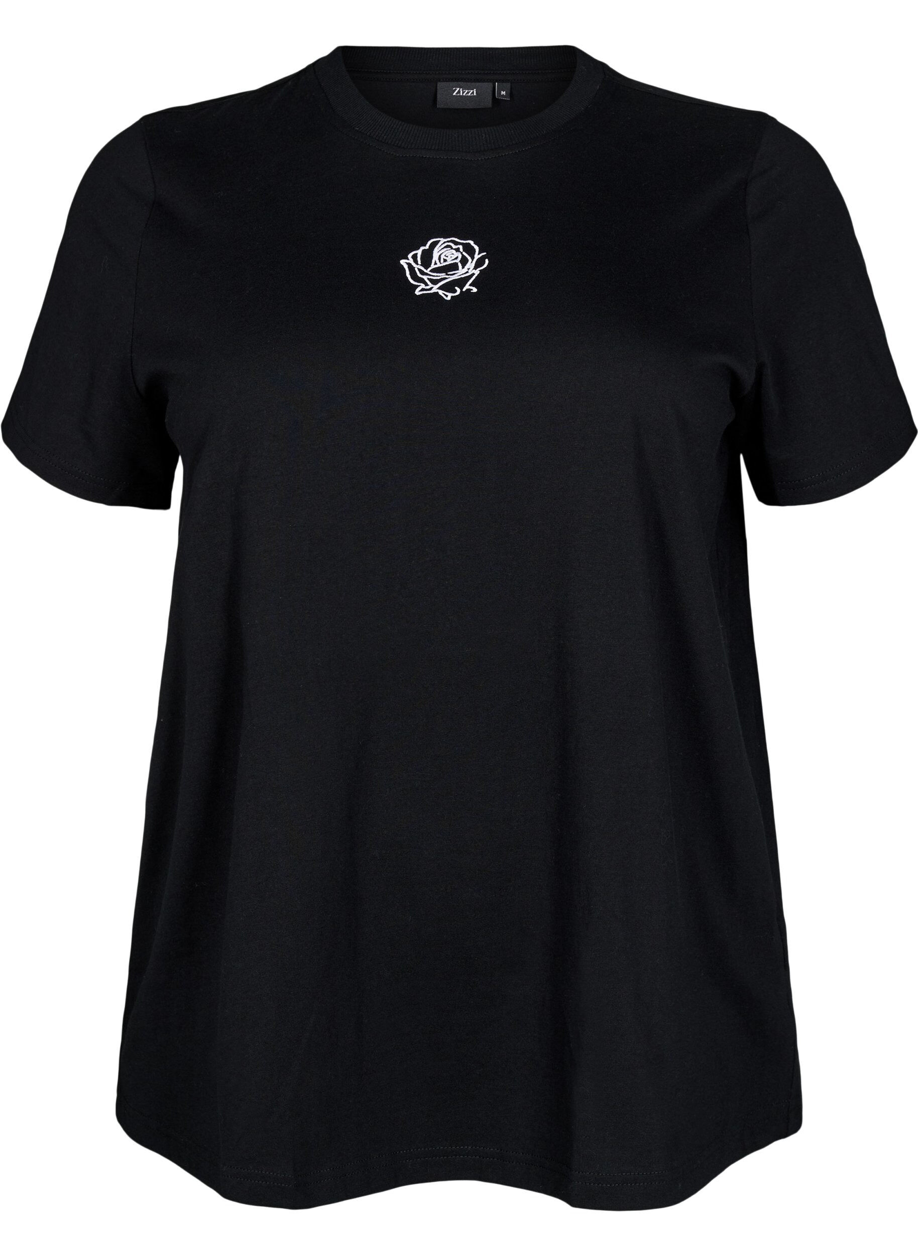 Bomulds t-shirt med broderidetalje