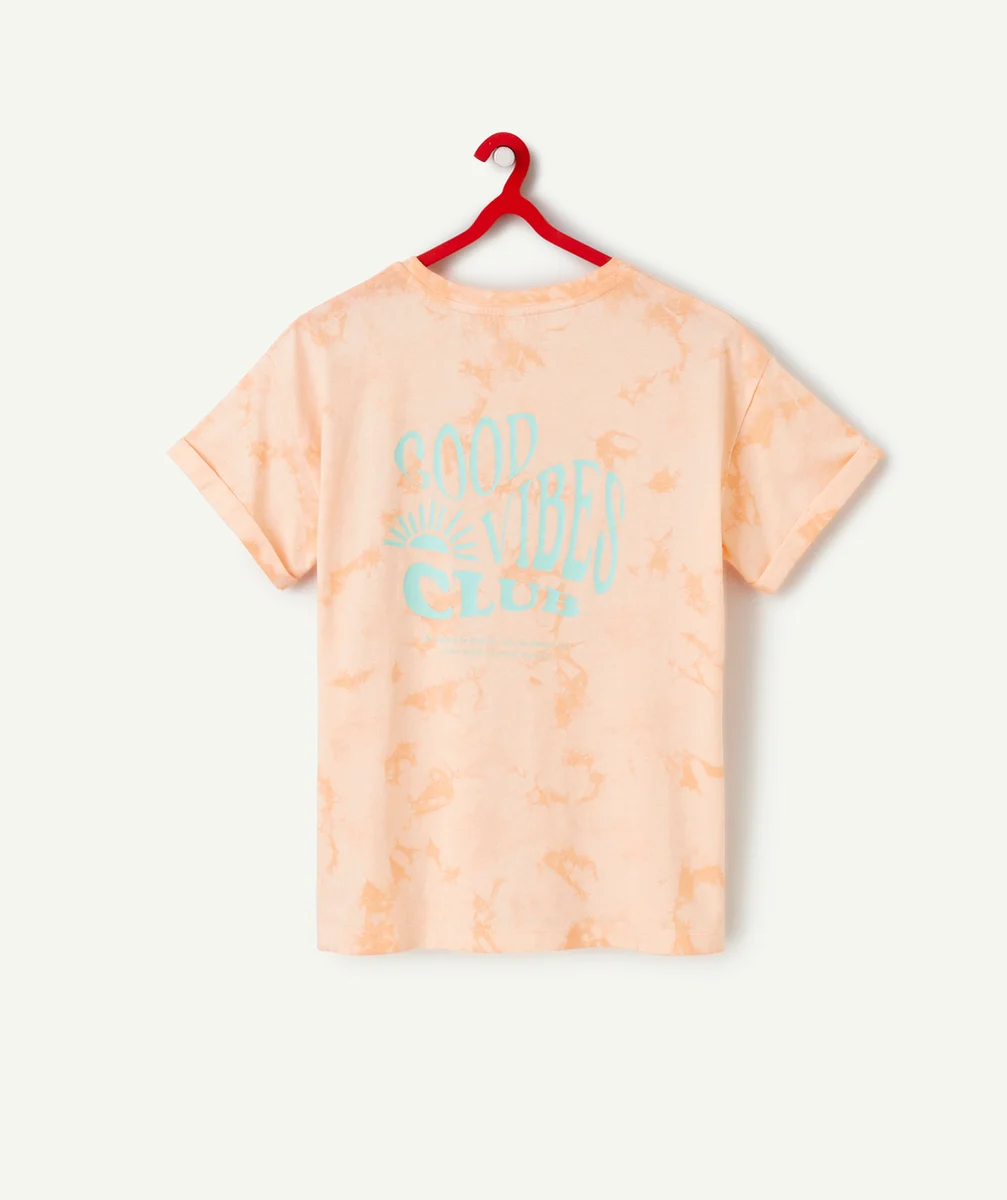 T-SHIRT MANCHES COURTES FILLE EN COTON BIO TIE & DYE ORANGE