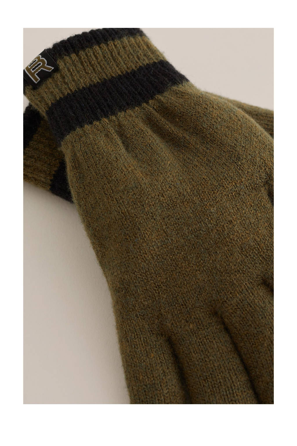 WE Fashion handschoenen/want olijfgroen/zwart