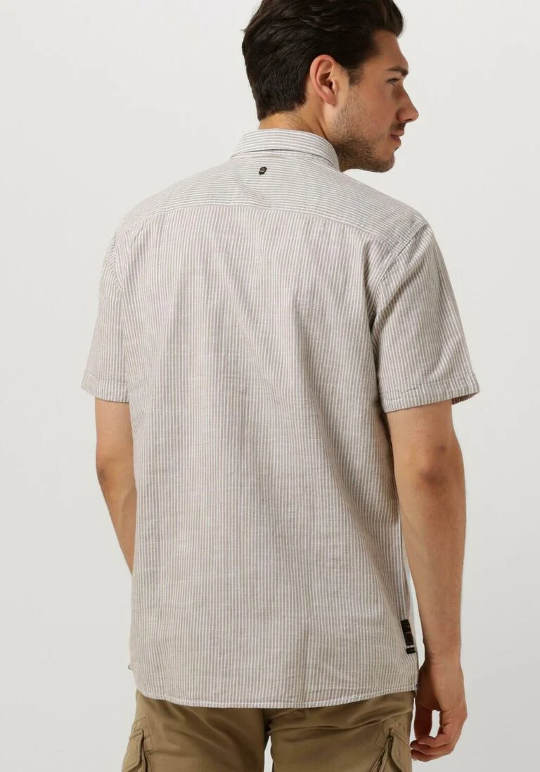 PME LEGEND beige pme legend casual overhemd short sleeve shirt yarn dyed stripe
