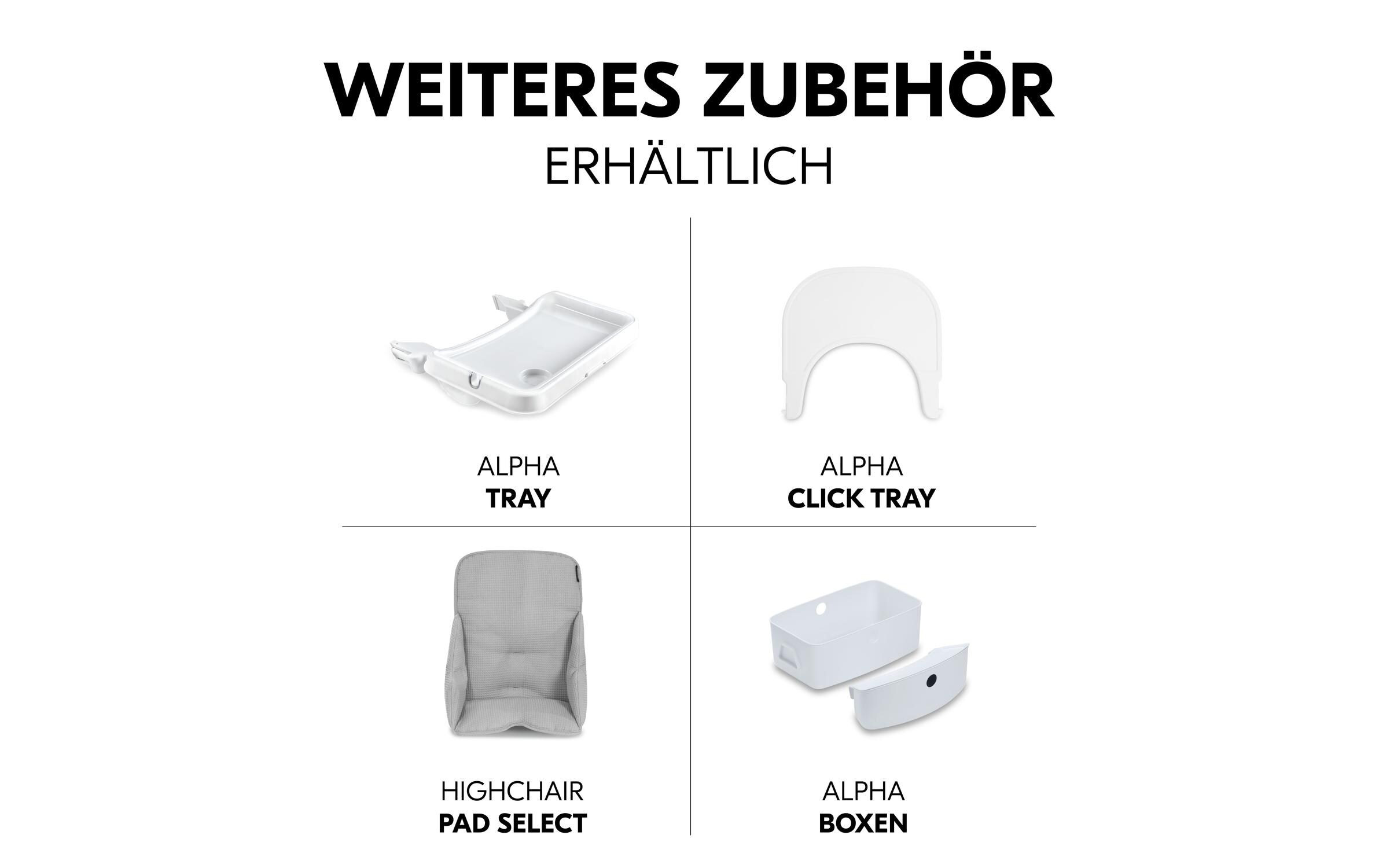 Treppenhochstuhl Beta+ White<br>Kippsicheres und mitwachsendes Holzhochstuhlset