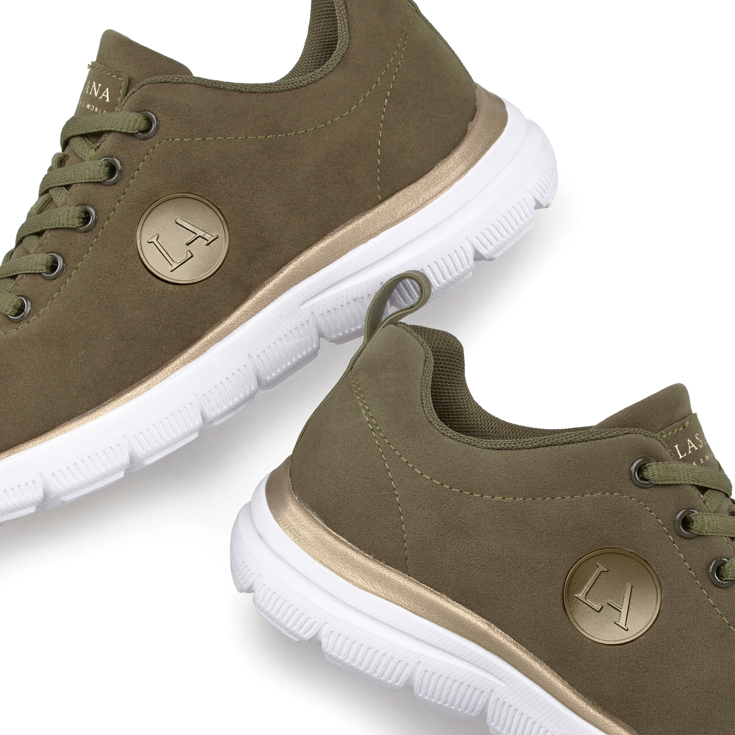 LASCANA Sneaker in olivgrün-goldfarben