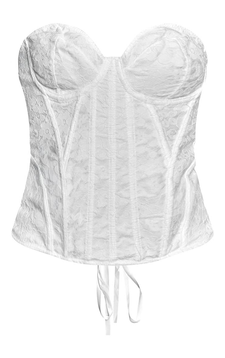 Blanc Corset Bustier Structuré En Dentelle