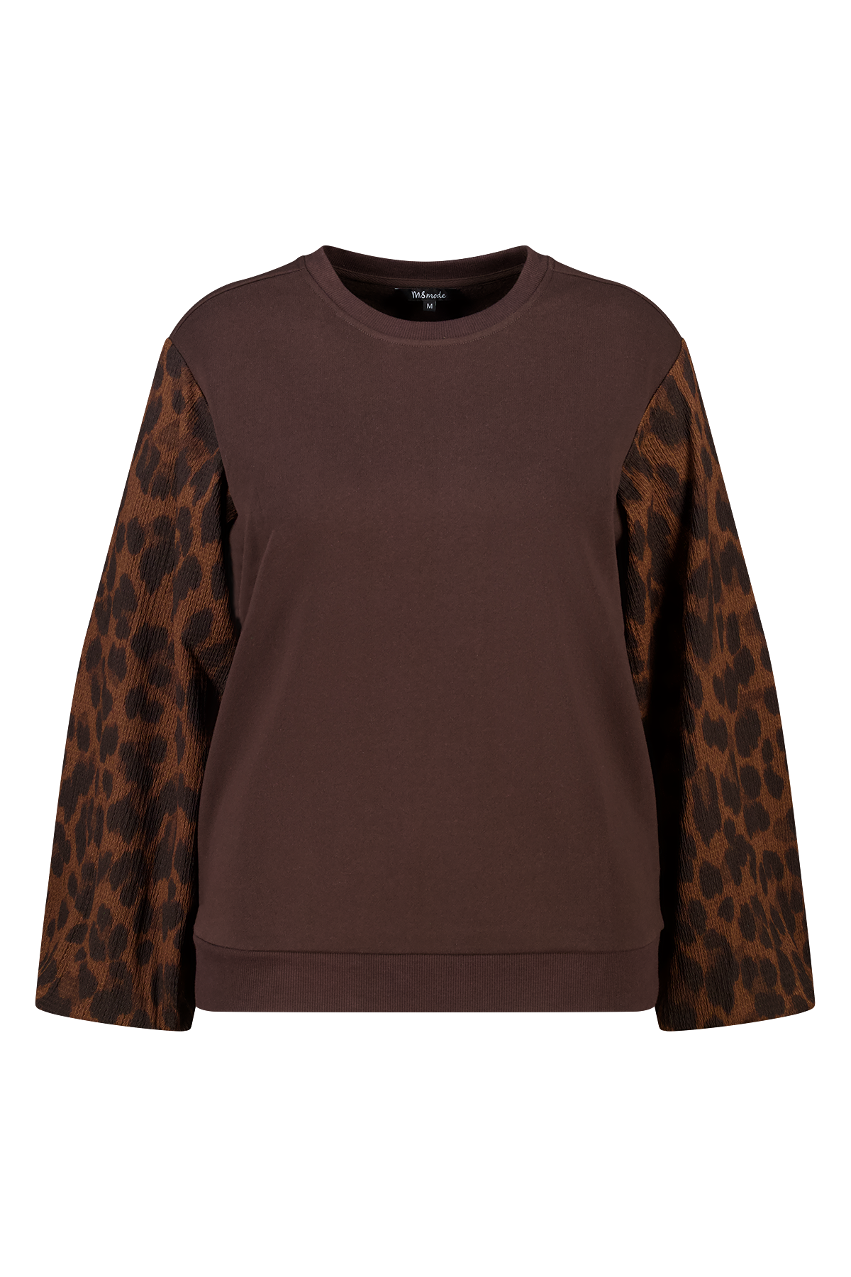 Sweater met ballonmouwen met opdruk Donker bruin