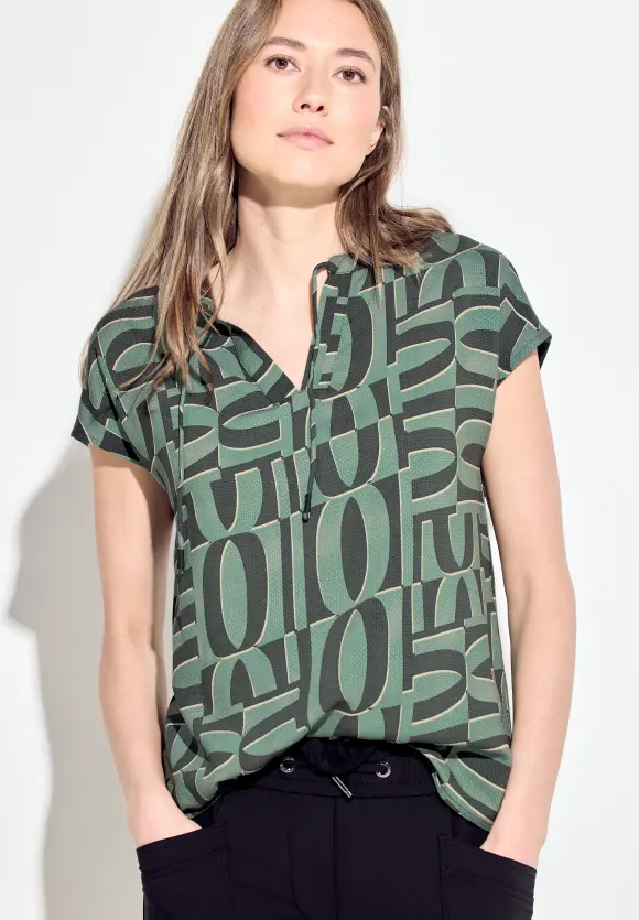 Tunikabluse mit Print - raw salvia green
