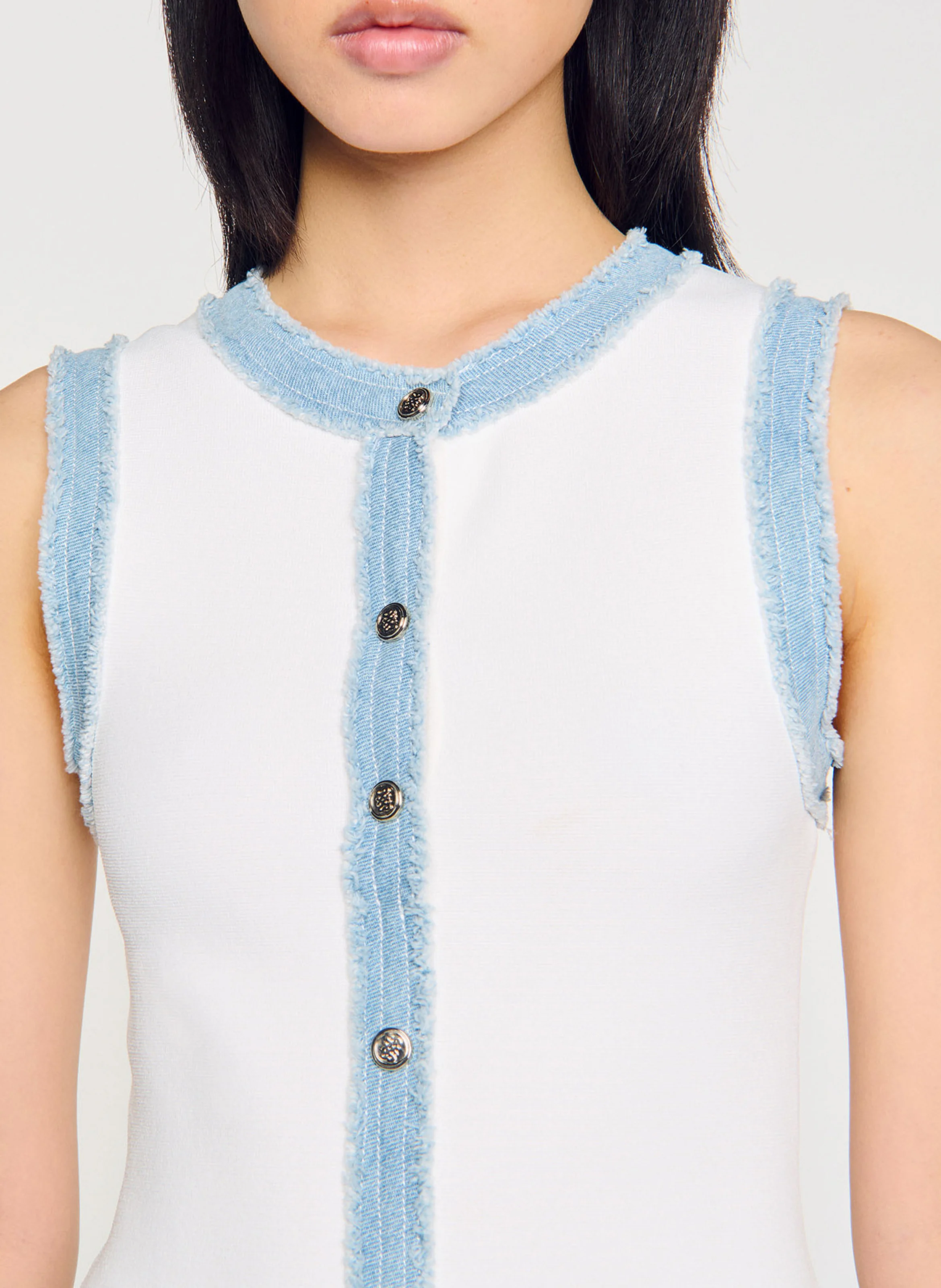 Robe courte sans manches en maille | Blanc
