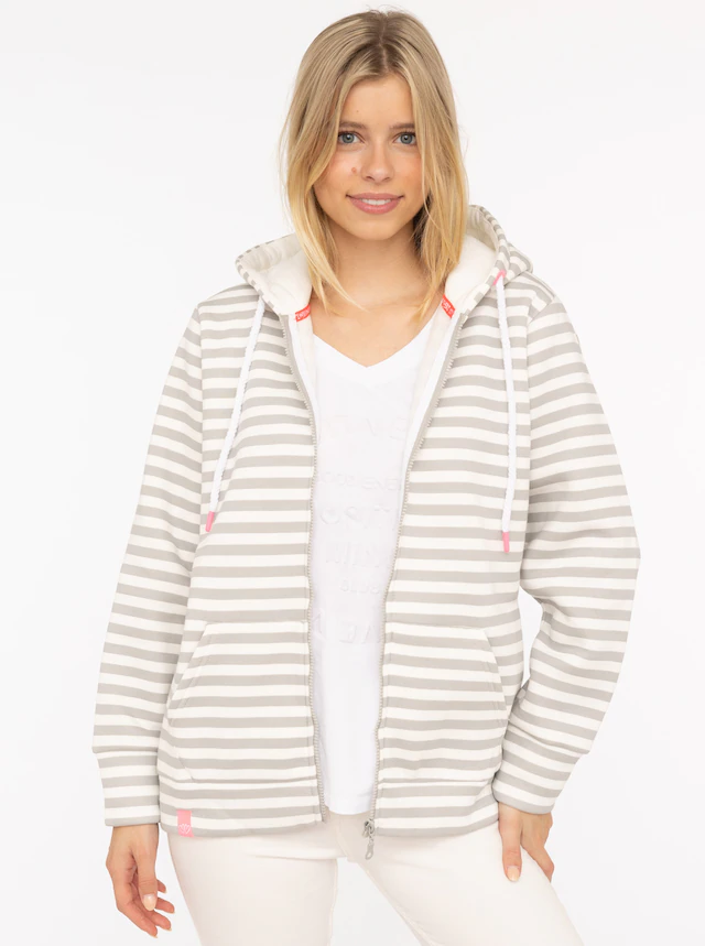 Zwillingsherz Kapuzensweatjacke , Streifen, Kapuze, Reissverschluss, modisch, Langarm, Taschen