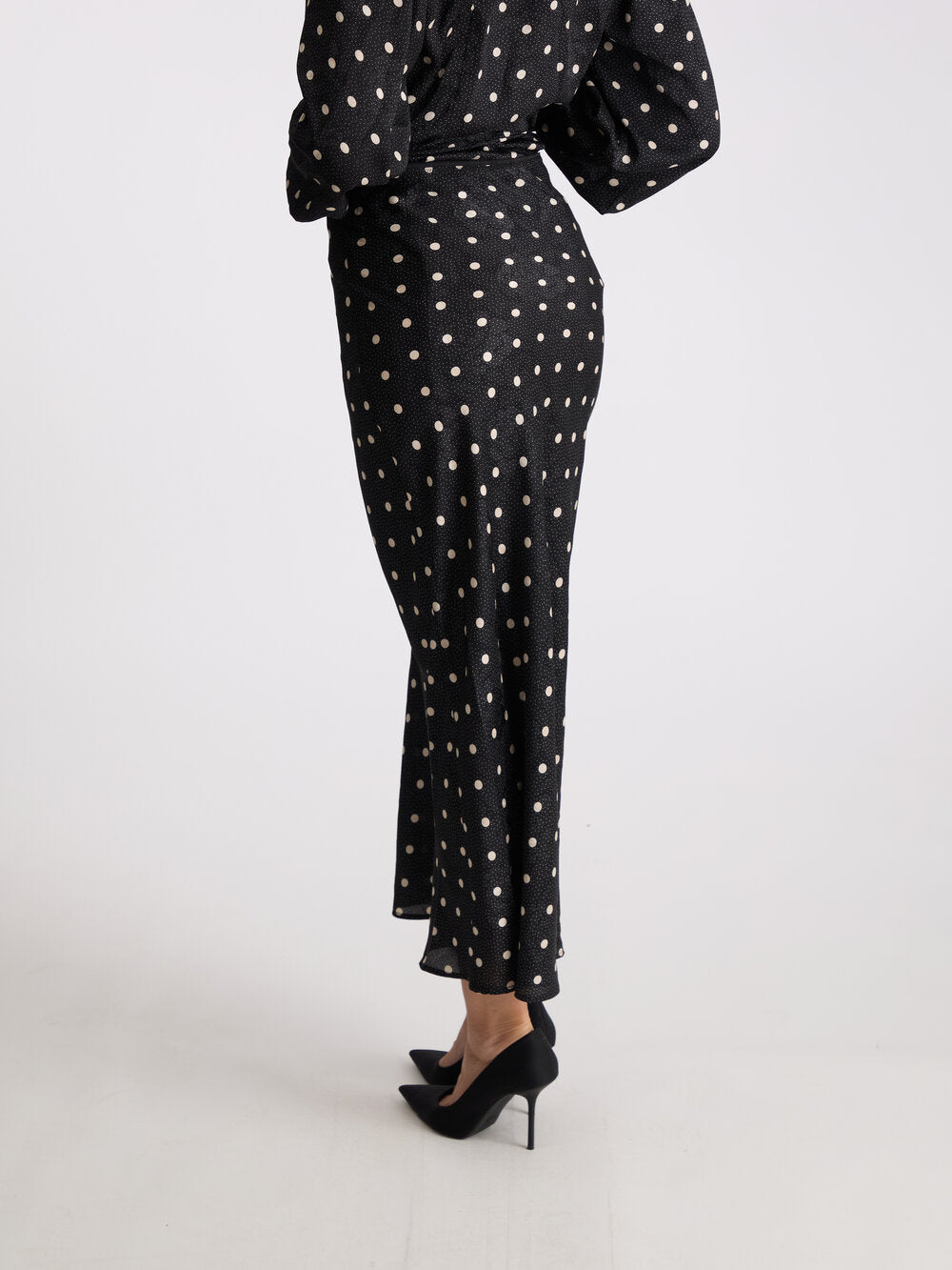 Neo Noir  Lola Retro Dot lang nederdel - sort