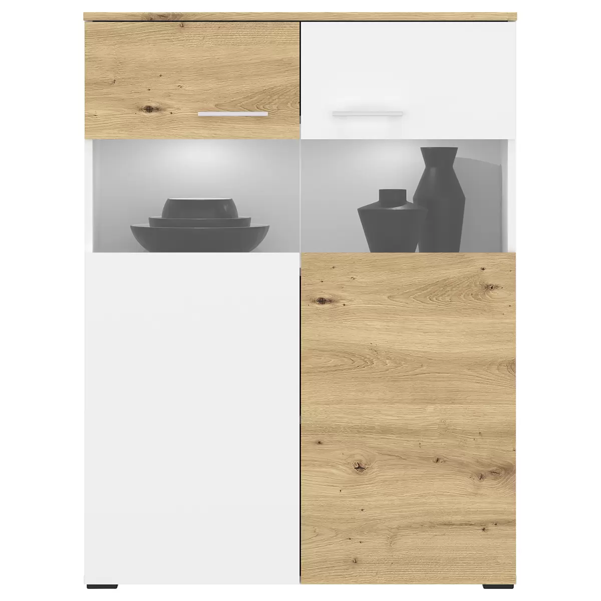 Highboard Valencia weiss,Artisan Eiche