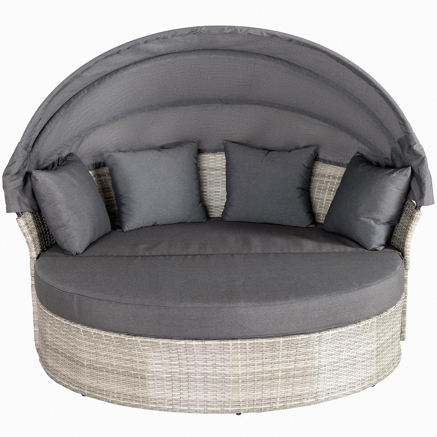 Riess Ambiente Outdoor Sonneninsel Playa Living 165cm dunkelgrau Polyrattan Aluminium inklusive Kissen wetterfest