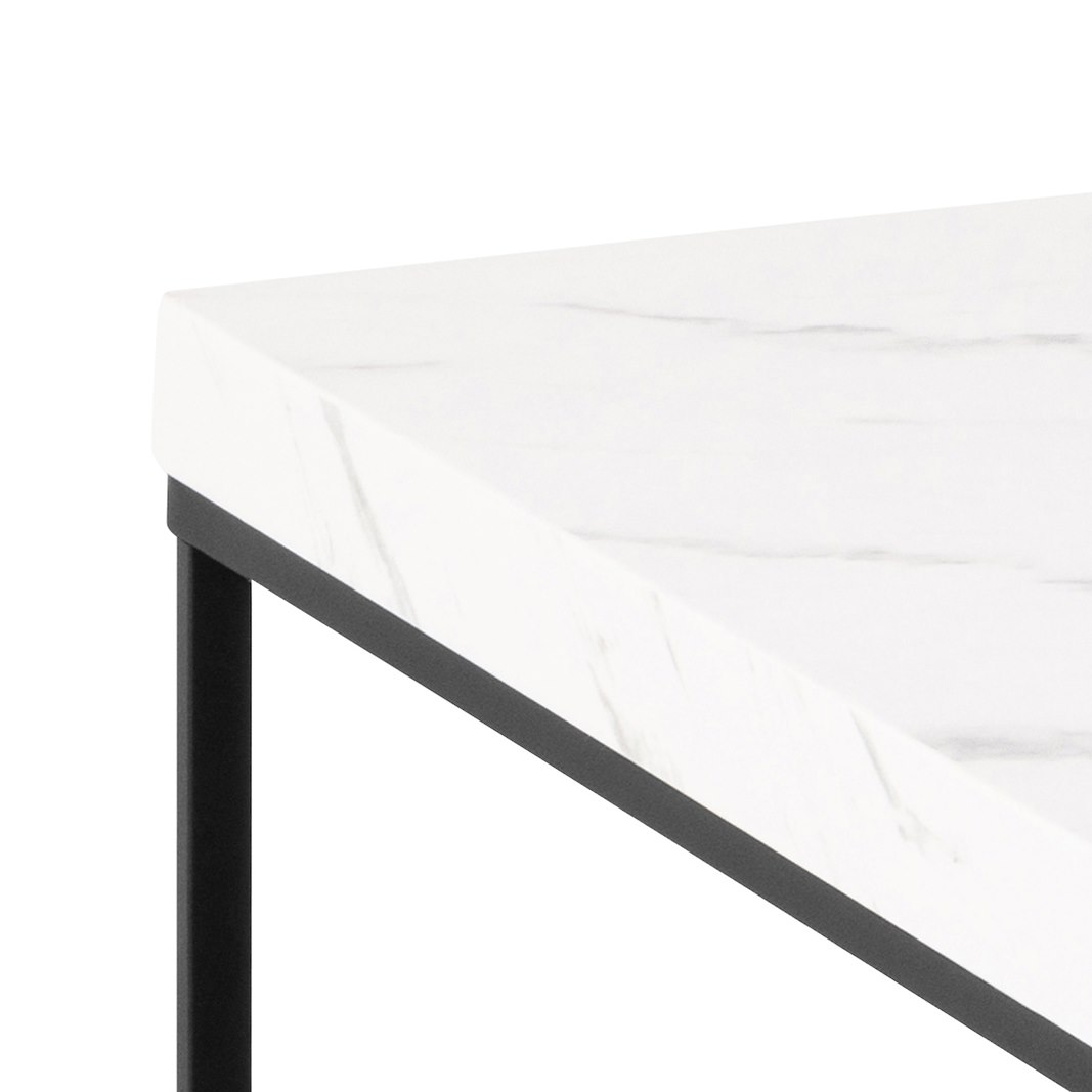 Barossa sofabord Hvit Carrara-marmor med sort metallunderstell. 110x55x45cm