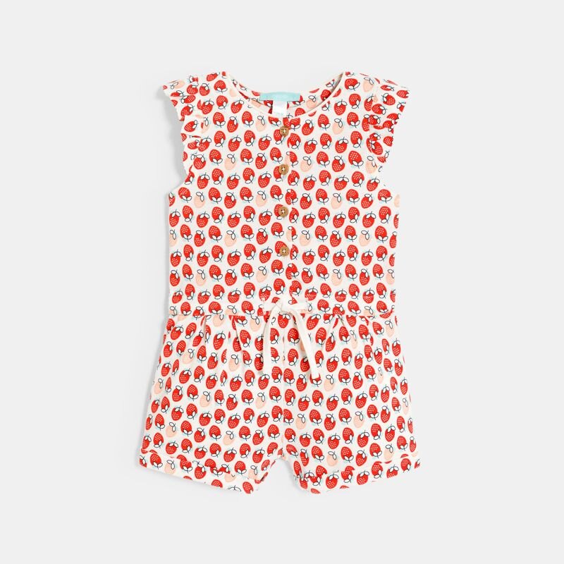 Combinaison courte fraises rouge bébé fille Orange