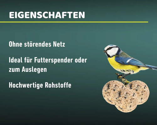 Vogelvoer Mr. Corn vetbollen, 100 stuks zonder net in kartonnen doos, vogelvoer voor het hele jaar, Ambrosia-gecontroleerd, Gemaakt in Duitsland