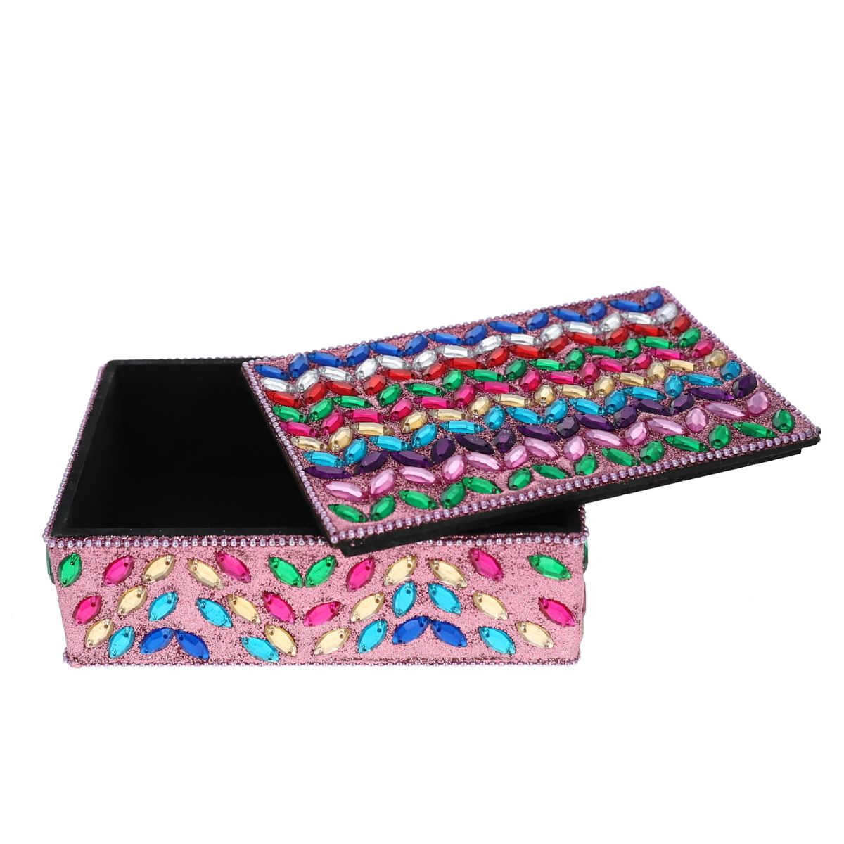 Boîte indienne rectangulaire rose Pondie Chérie