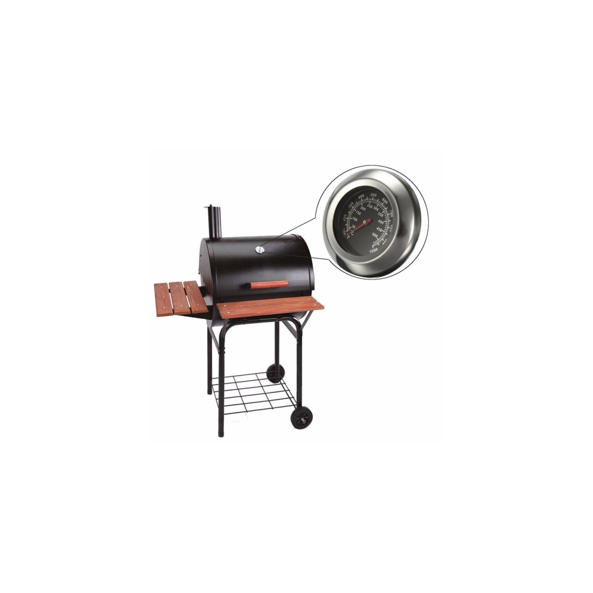 Analogt steketermometer for grill i rustfritt stål