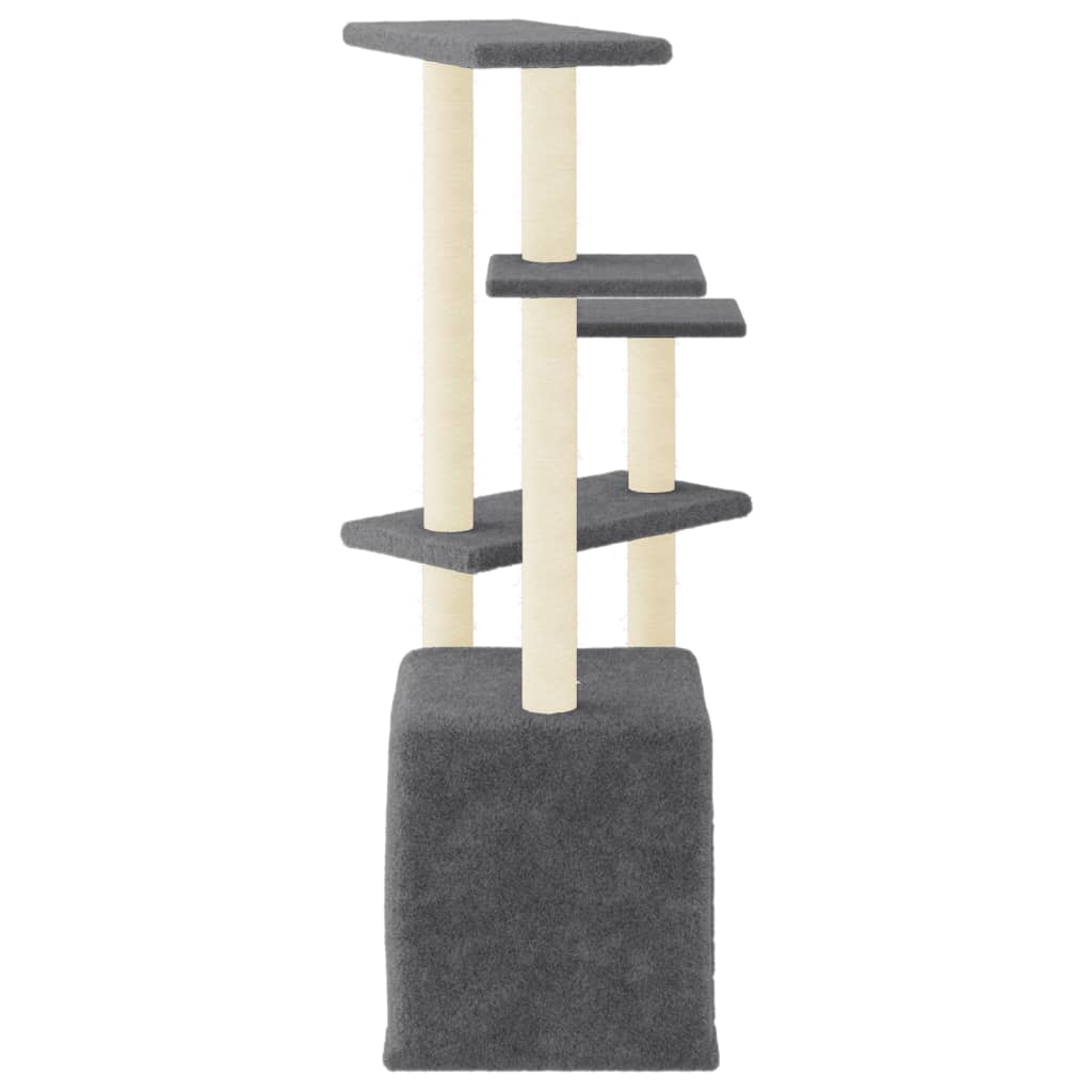 Arranhador para gatos vidaXL com hastes de sisal cinza escuro, 107,5 cm
