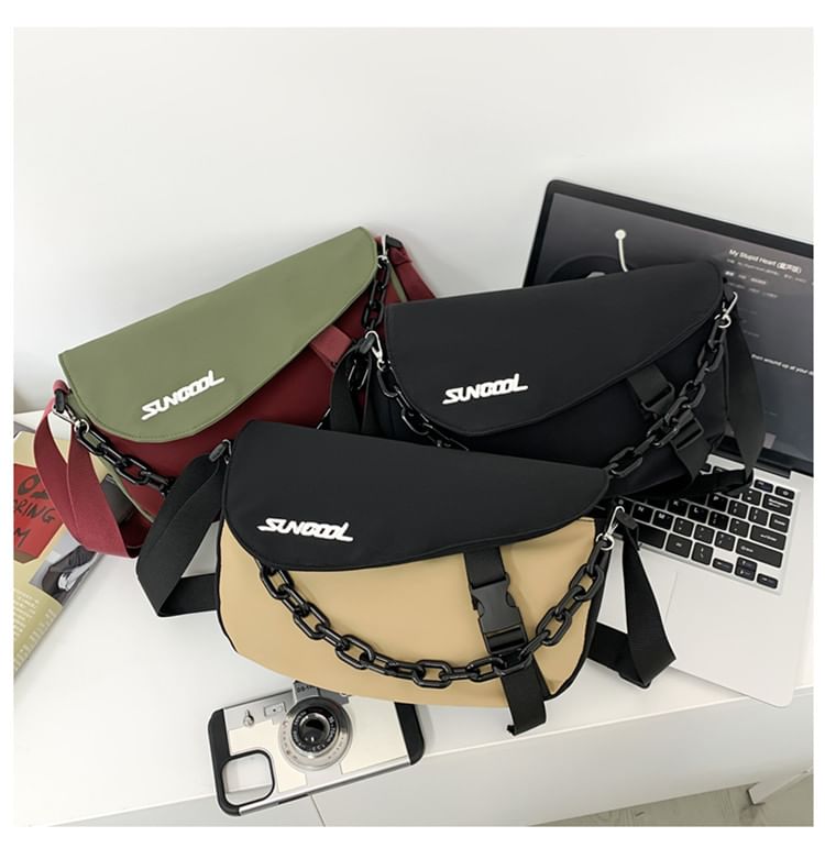 IOU - Messengerbag met gesp en letters / kettingriem / set