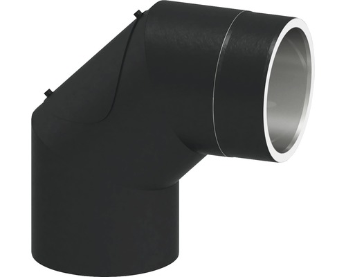 Jeremias Iso-Line hoek met 15 mm isolatie 90° met deur Ø150 mm zwart
