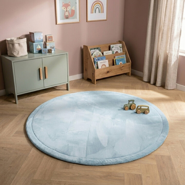 Ronde speelmat - Jip Blauw | Wasbaar