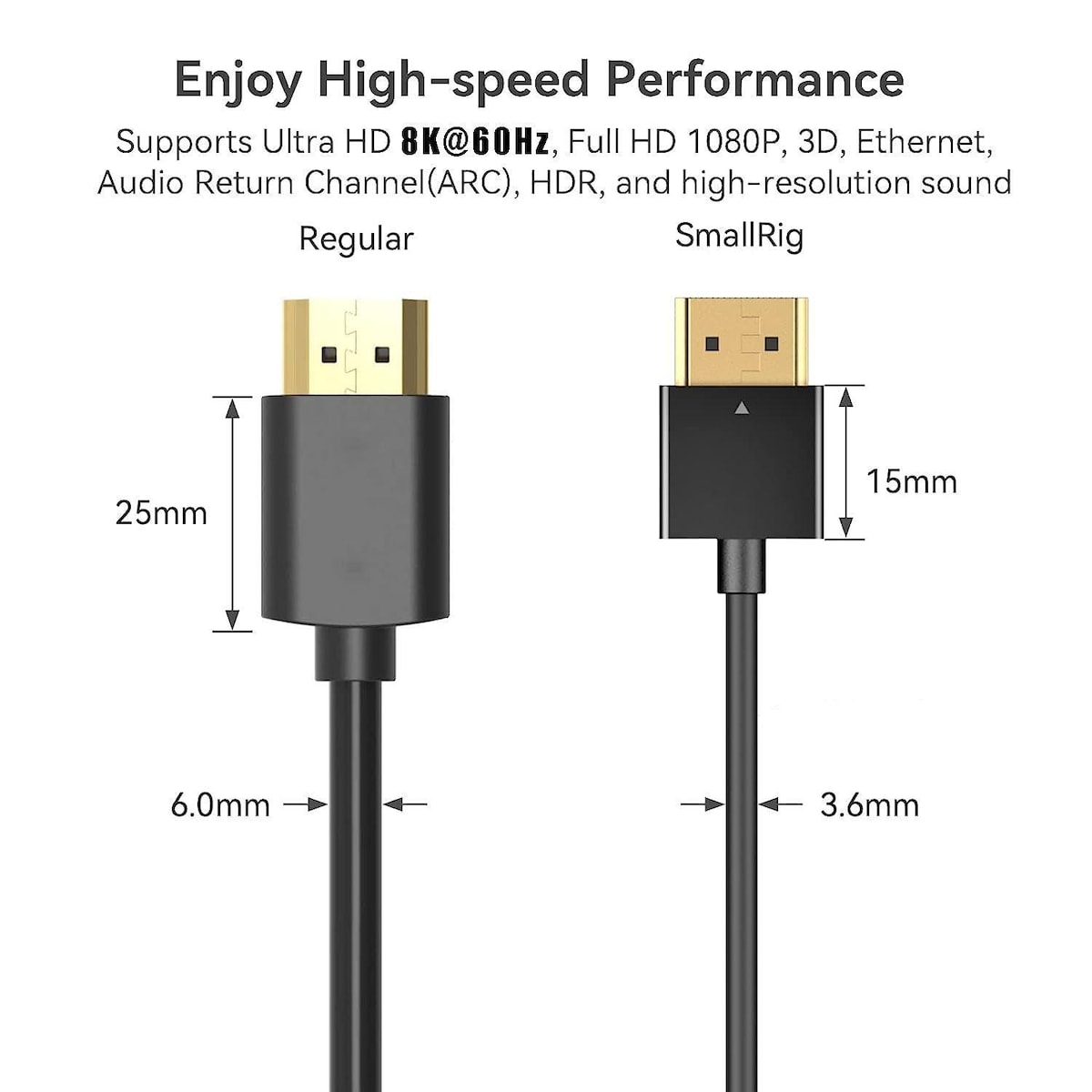 NÖRDIC 50 cm slank Ultra High Speed ​​​​HDMI2.1 8K 60Hz 4K 120Hz 48Gbps Dynamic HDR eARC Spillmodus VRR Dolby ATMOS