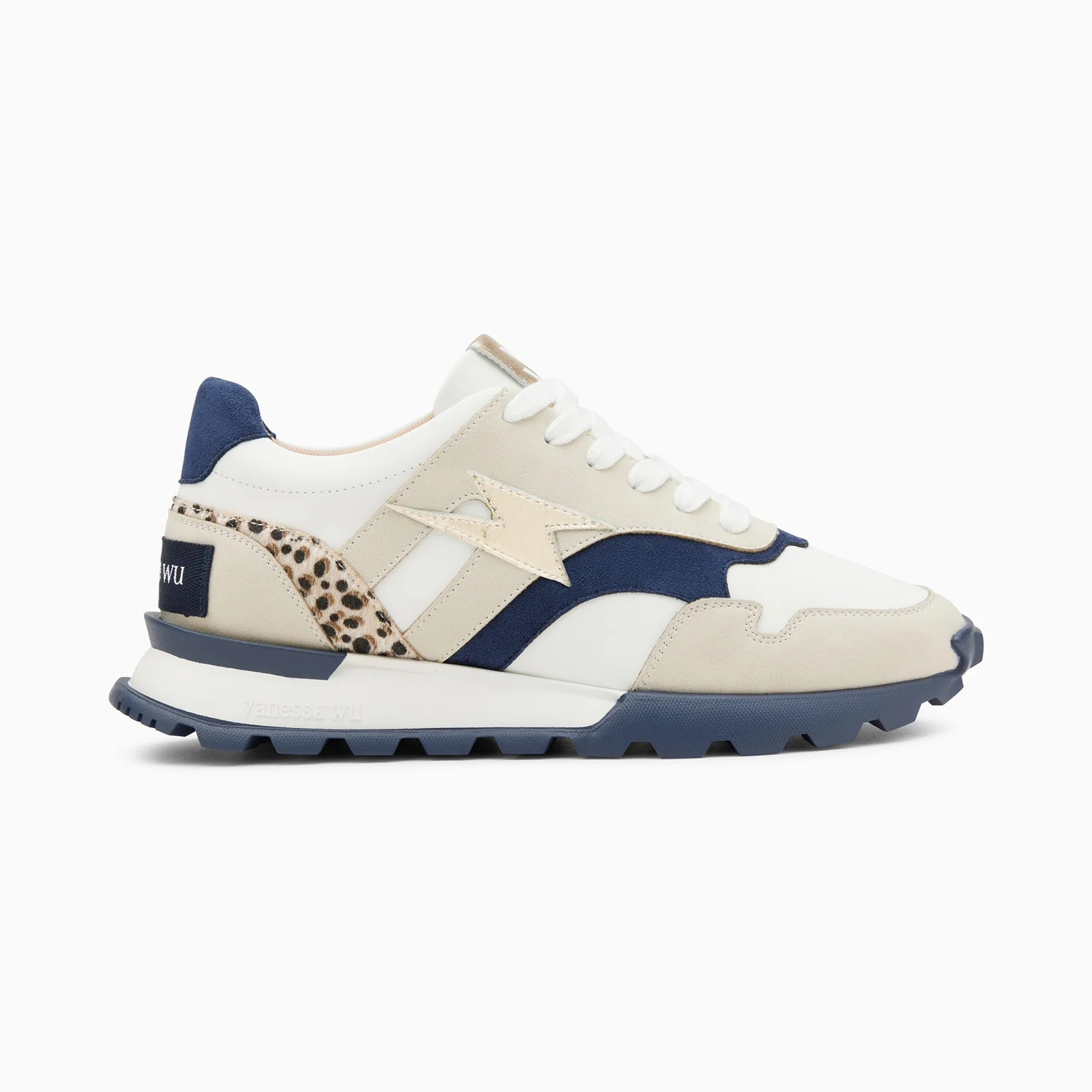 Sneakers-Baskets éclair Liéna bleu et or à semelle running