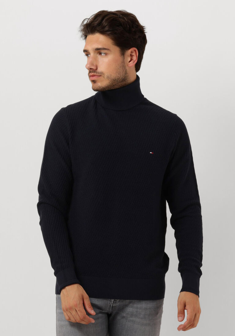 TOMMY HILFIGER donkerblauwe tommy hilfiger coltrui rectangular structure roll nk