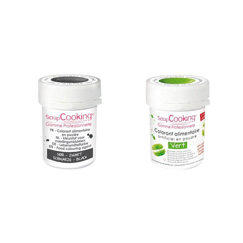2 colorants alimentaires en poudre - vert-noir Scrapcooking
