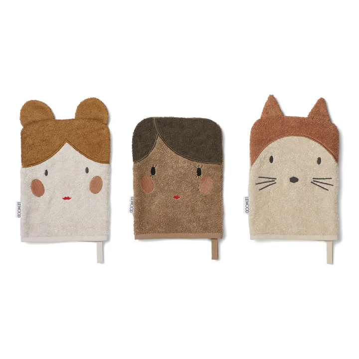 Liewood Gants de toilette Sylvester en coton bio - Set de 3