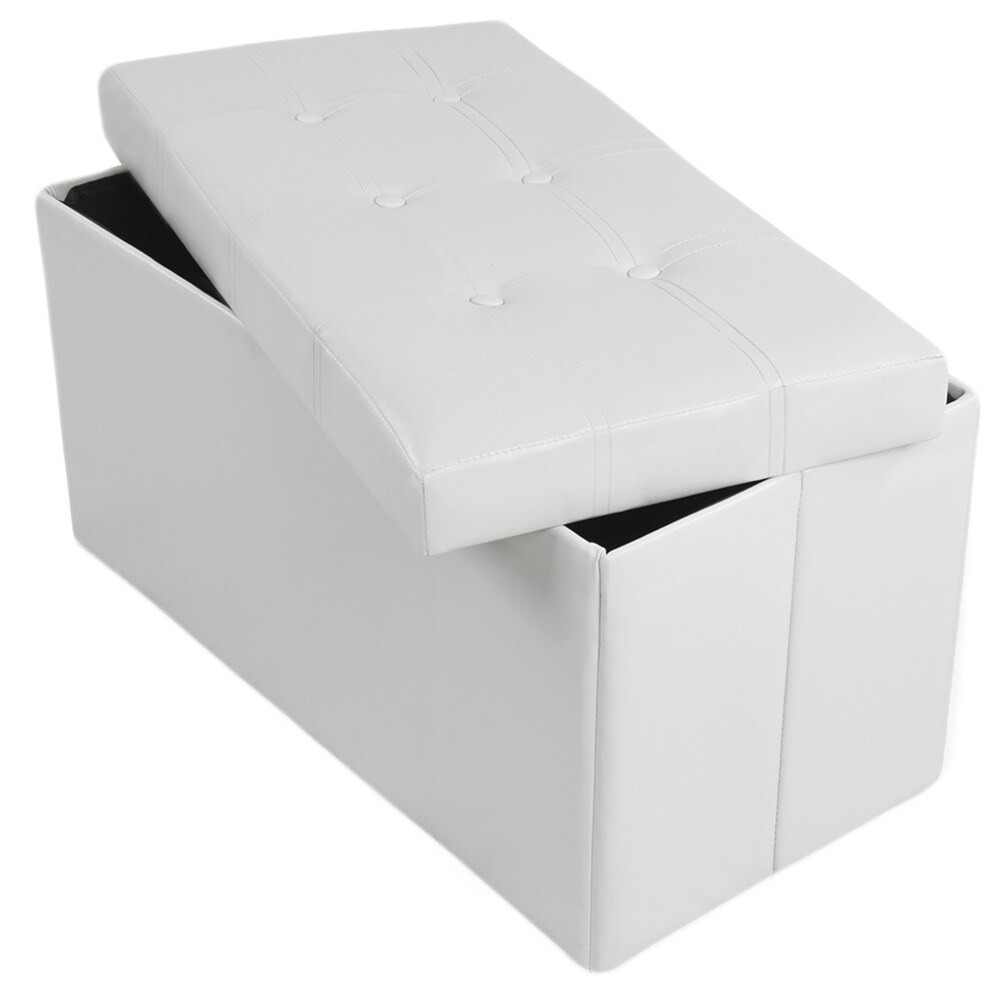 tectake® Sitzhocker, faltbar, Kunstlederbezug, 80 x 40 x 40 cm