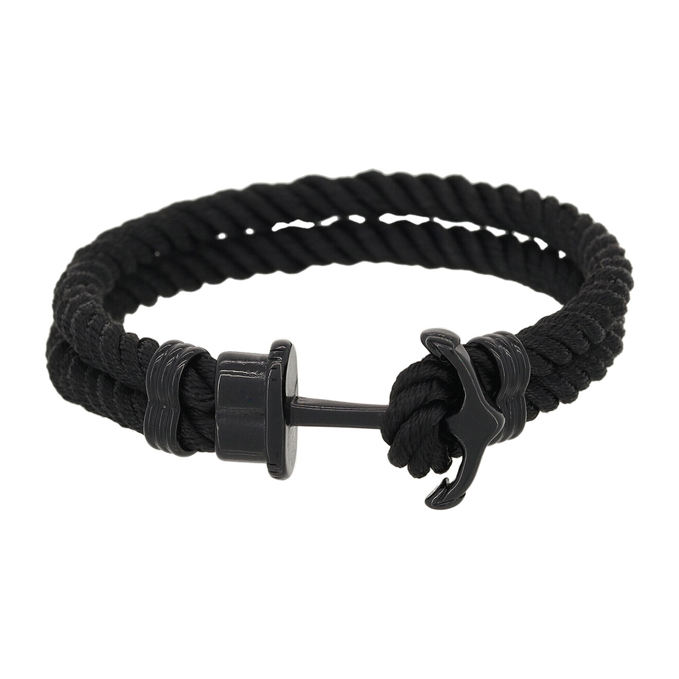 Jacobson Bracelet Black and Black Anchor en Corde & Acier