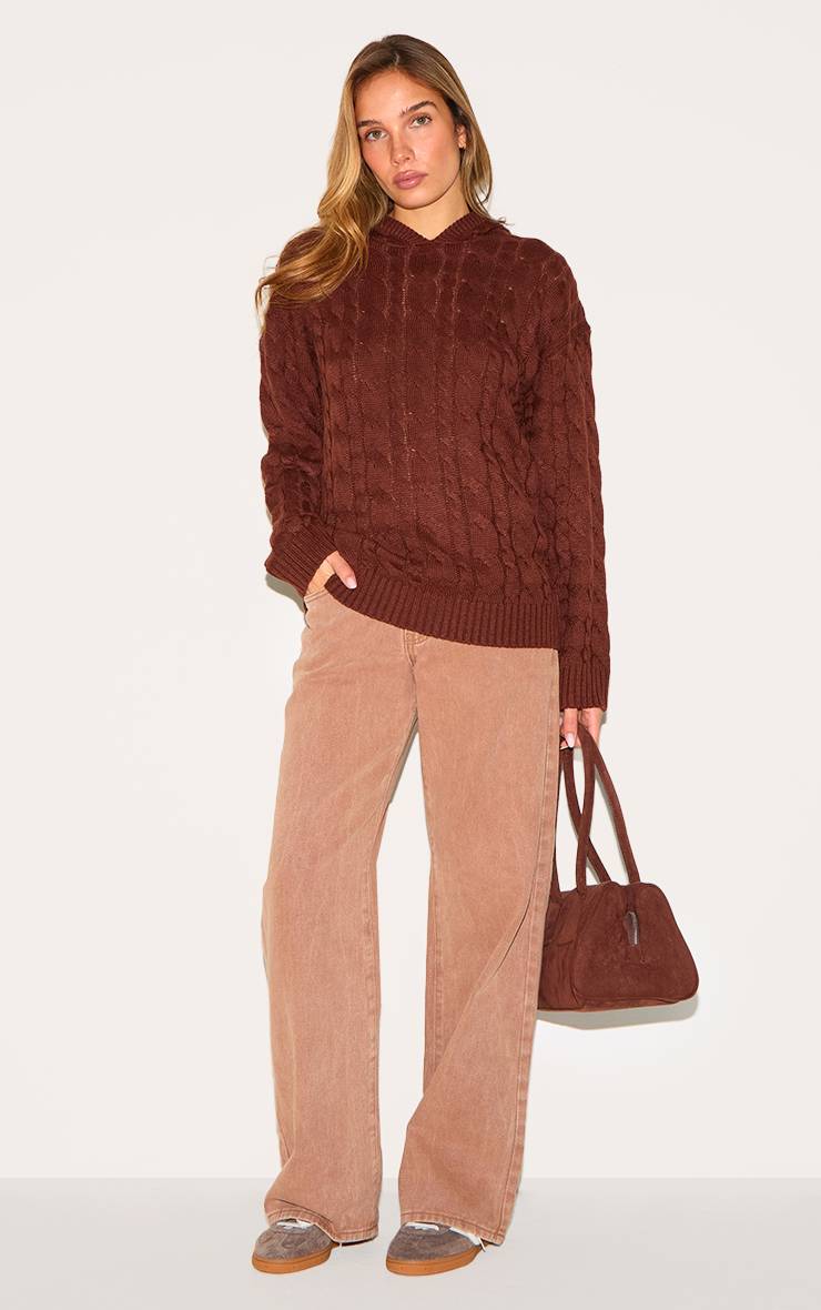 Chocolat Sweat À Casynthétiqueche Surdimensionné En Maille Torsadée