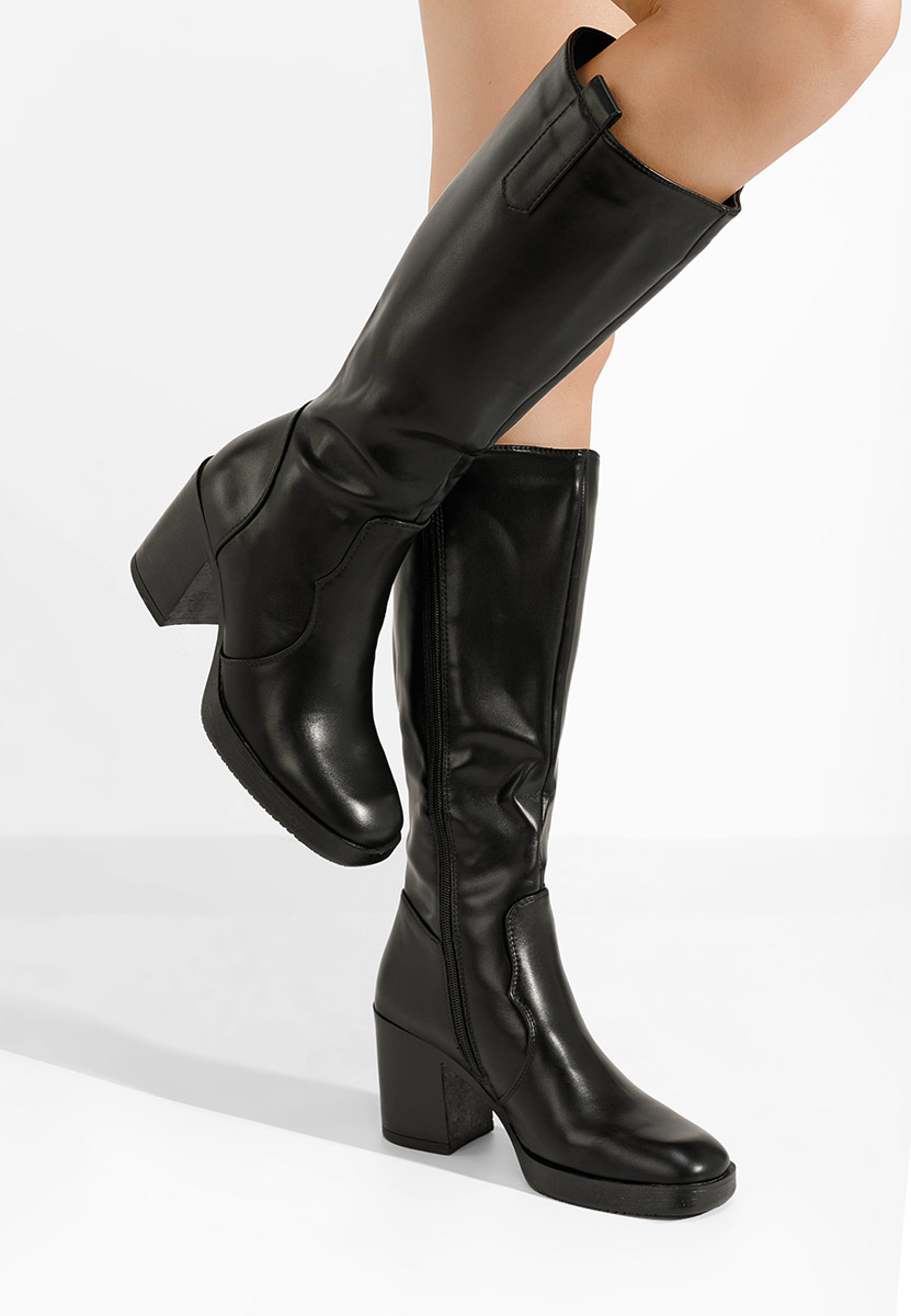 Bottes à talon carré noires Jorgina