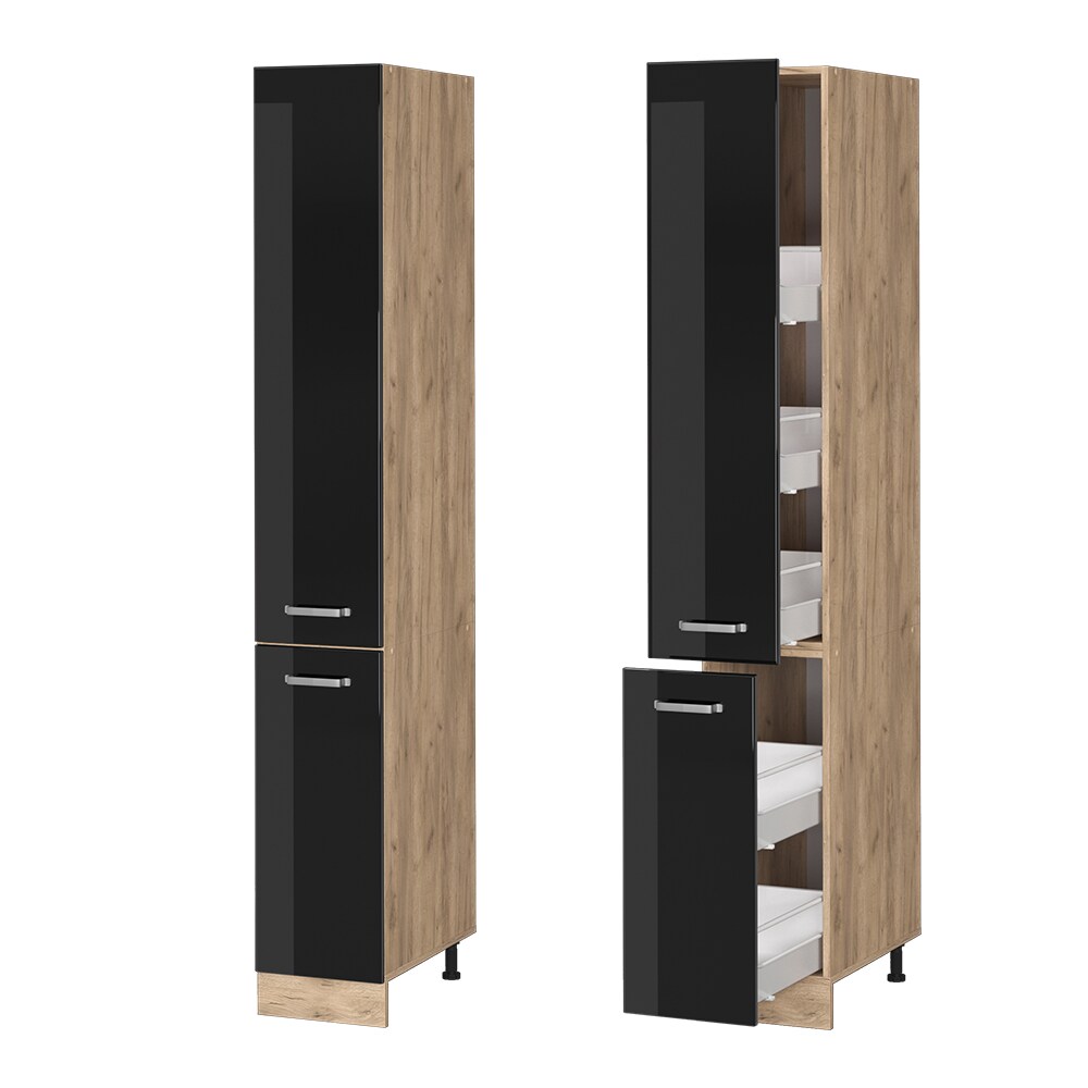 Vicco Apothekerhochschrank Küchenschrank R-Line Solid Eiche Schwarz 30 cm modern