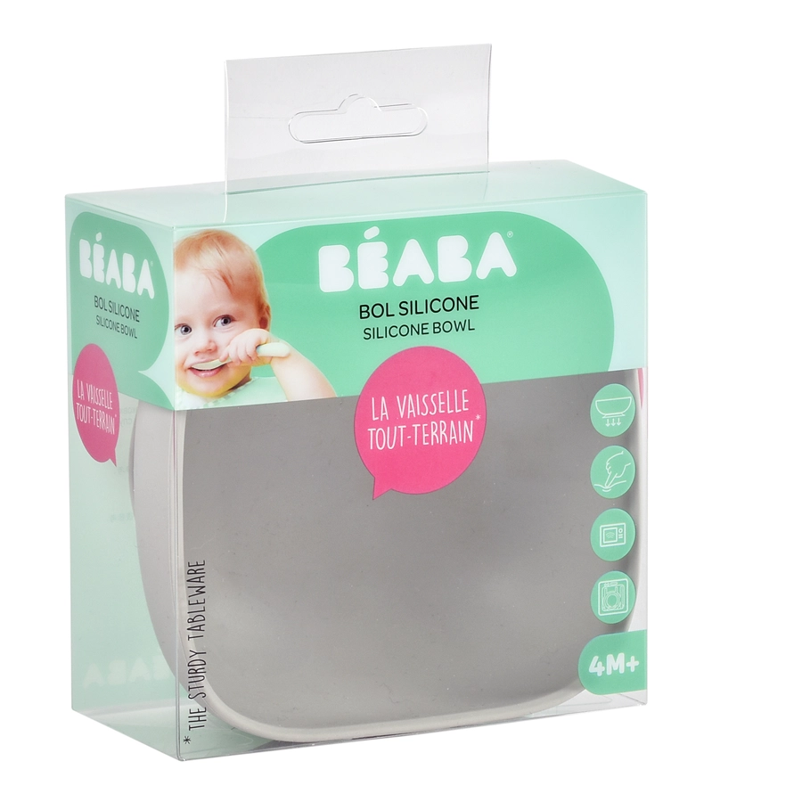 BEABA® Silikonschüssel mit Saugnapf, grau