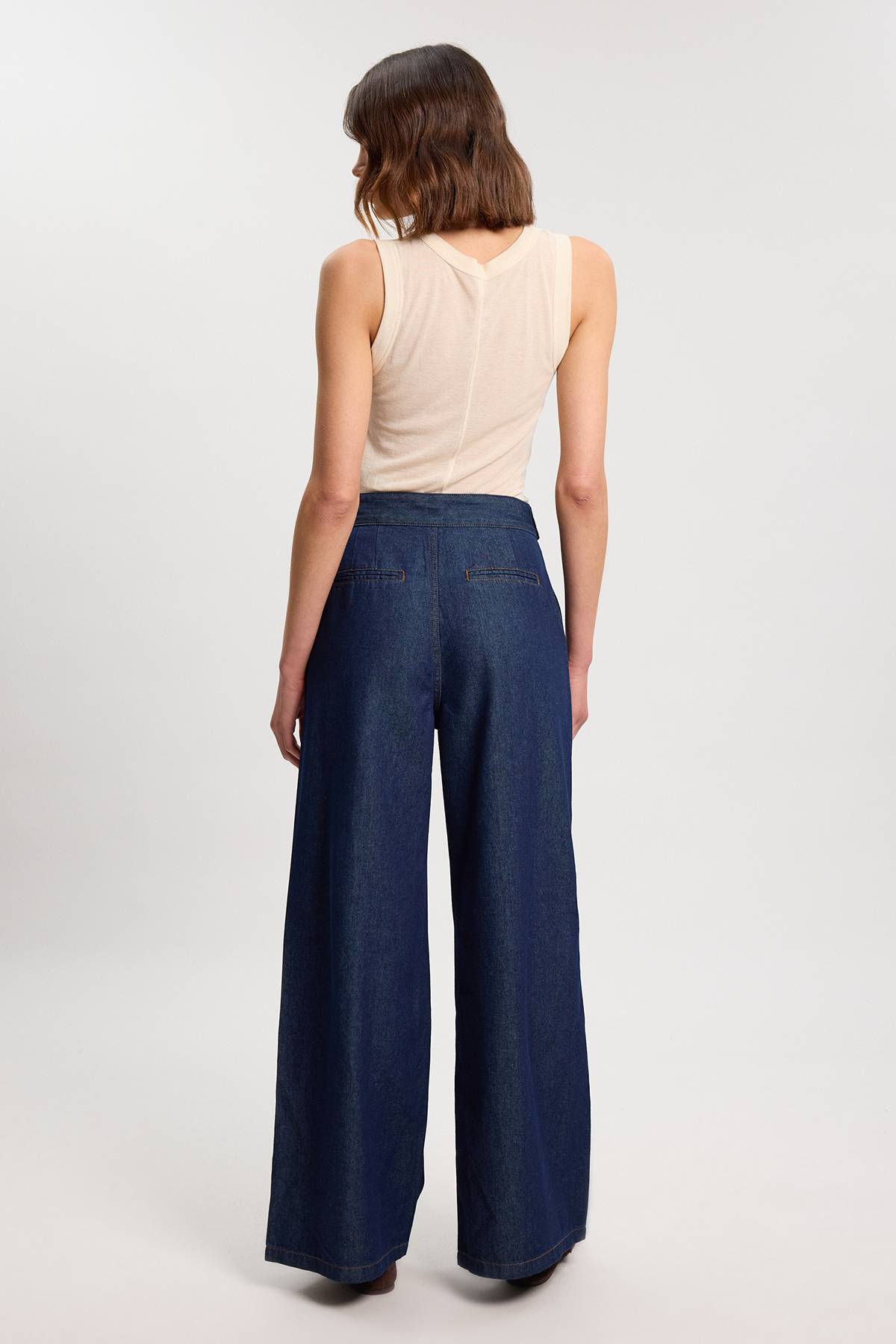KarenMillen Pantalon En Denim À Jambe Large Avec Ceinture