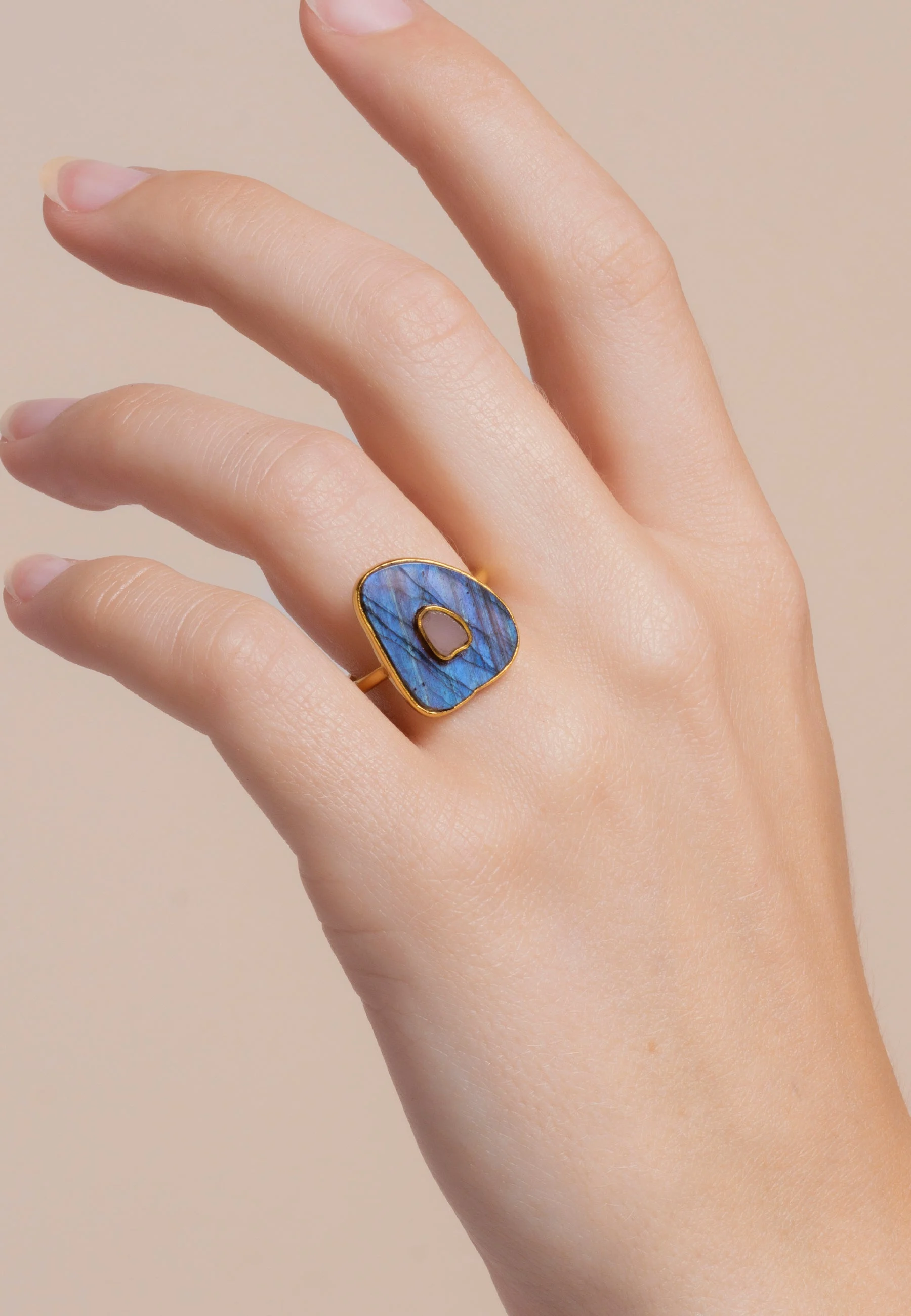 ZENITH - Bague zenith labradorite | Gris