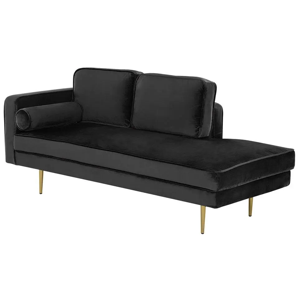 MIRAMAS - Chaise longue - Zwart - Linkerzijde - Fluweel