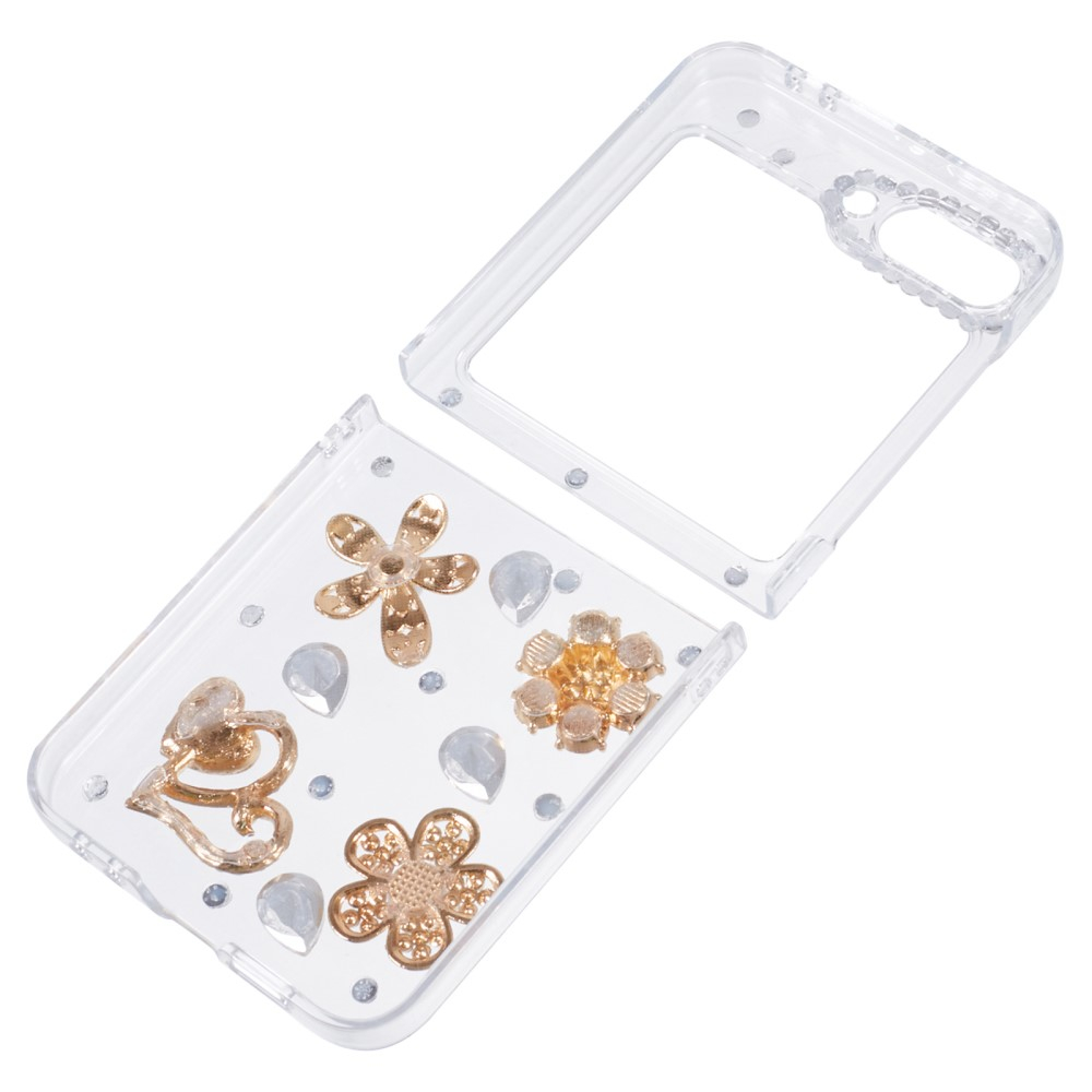Samsung Galaxy Z Flip7 FE / Z Flip6 Hardcase Schutzhülle Glitzer Steine - Blumen