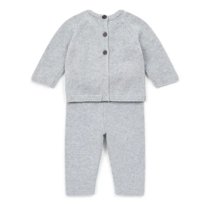 Bonton Pull + Pantalon Coton et Cachemire | Gris chiné