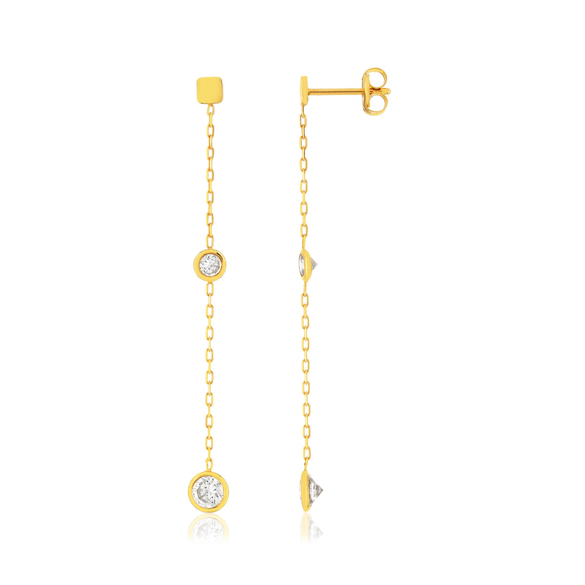 Boucles d'oreilles or 375 jaune zirconias