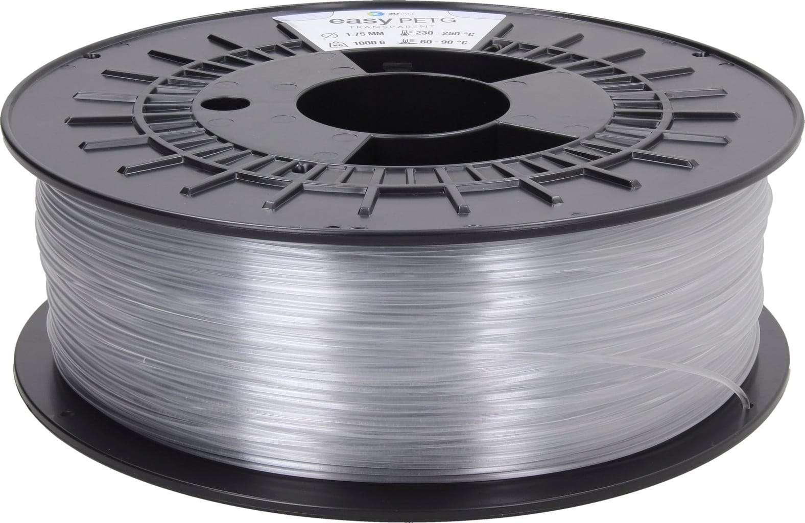 3DJAKE  easyPETG Transparent, 1,75 mm / 1000 g    PETG Filament für robuste & präzise Drucke in Transparent