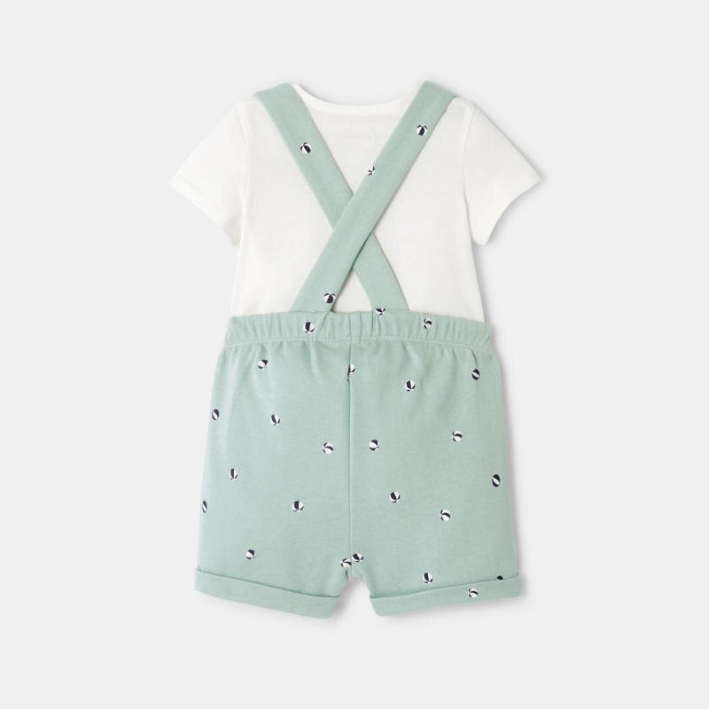 Salopette courte molleton vert et body bébé garçon Vert
