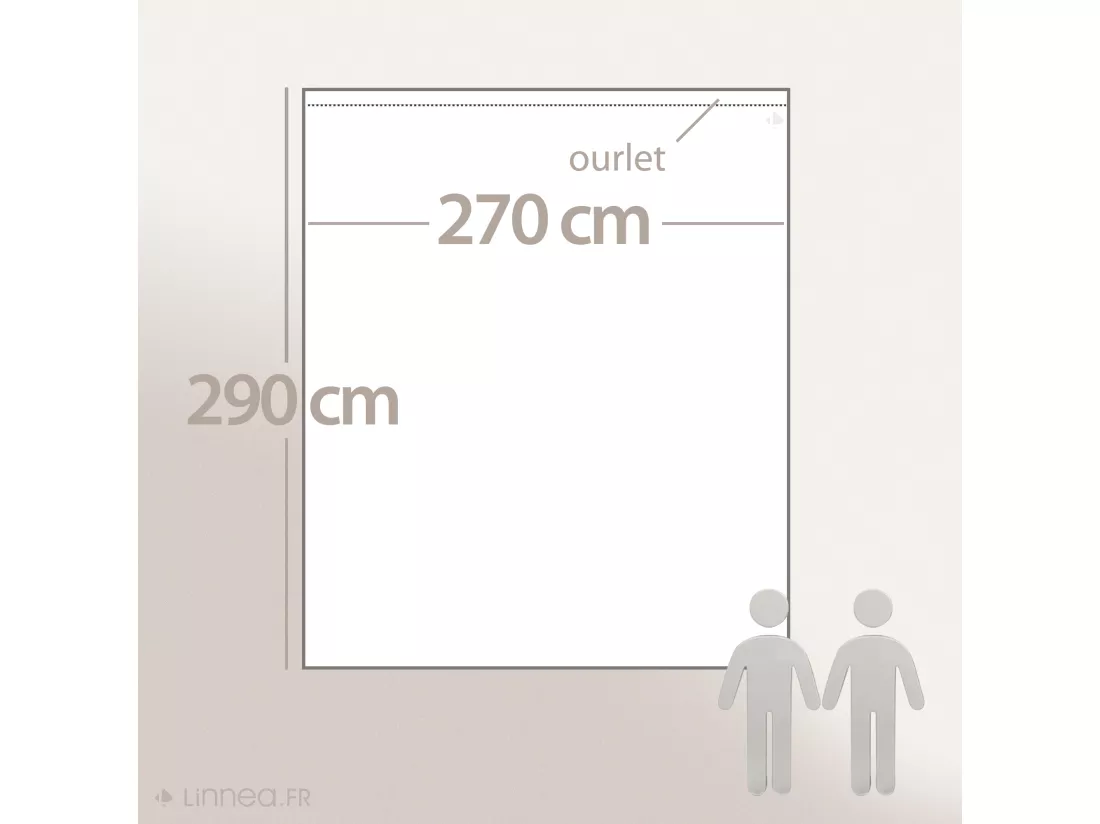 Drap plat 270x290 cm pur coton teint lavé collection PALACE beige lin