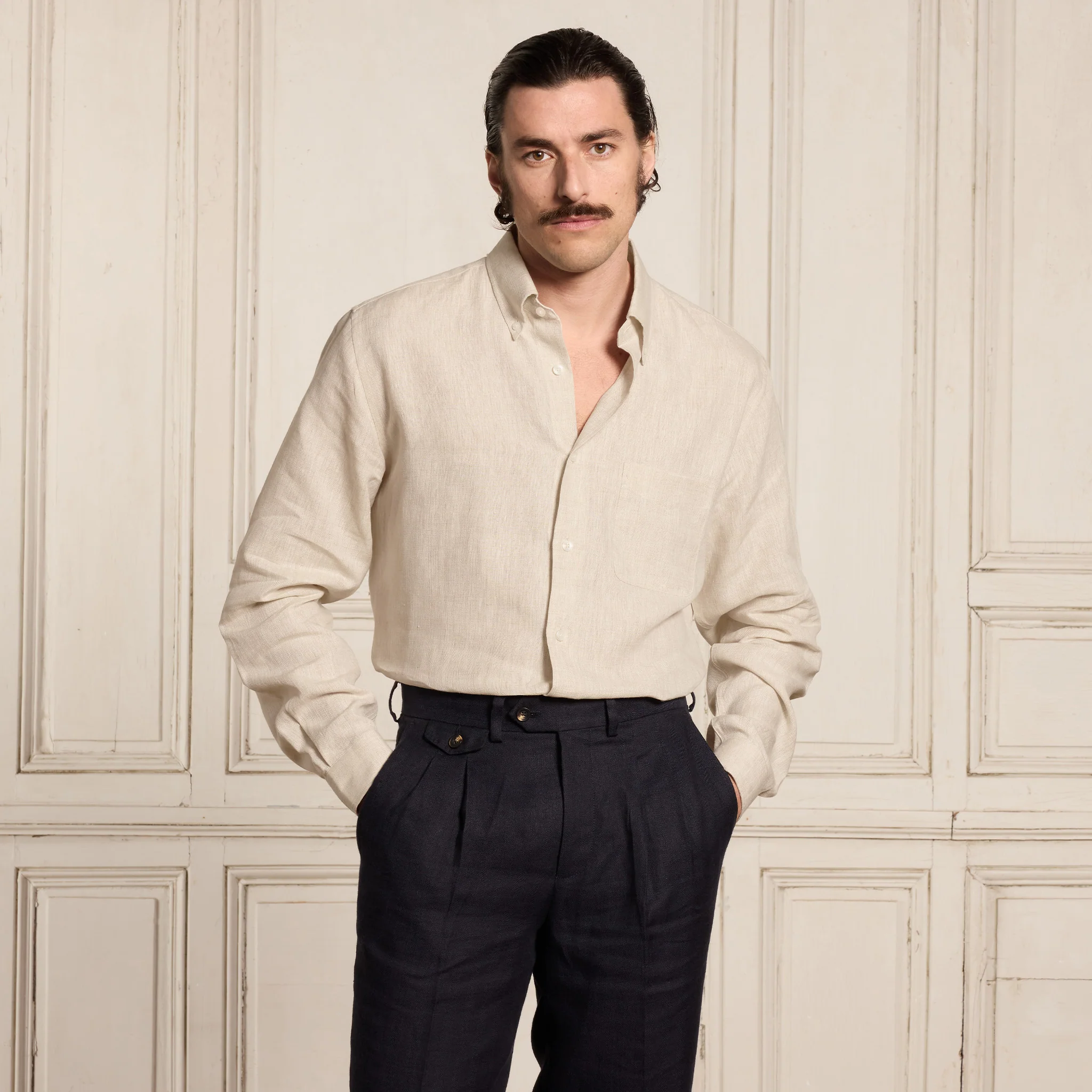 Natural beige linen shirt