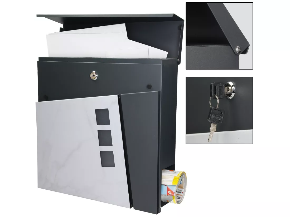 Boîte aux lettres murale moderne en acier anthracite 2 clés inclus ECD Germany