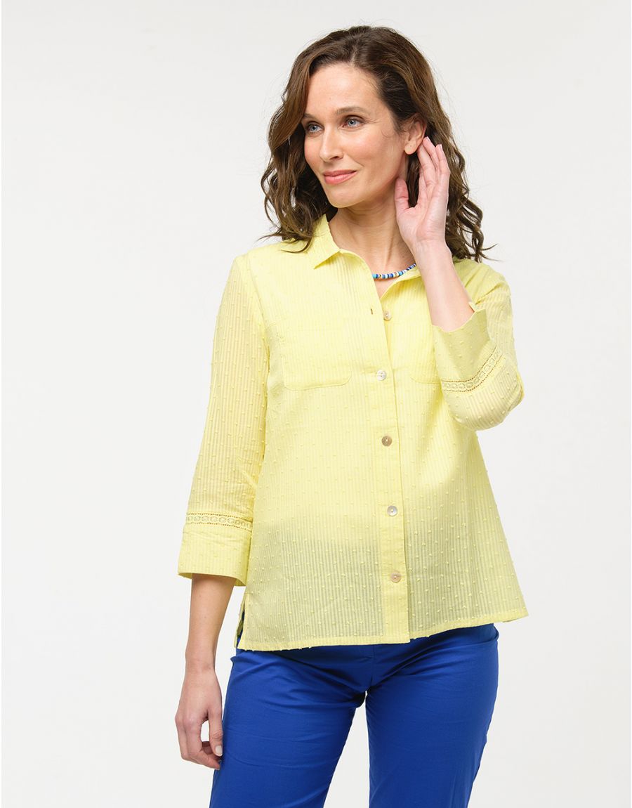Chemise vert anis coton