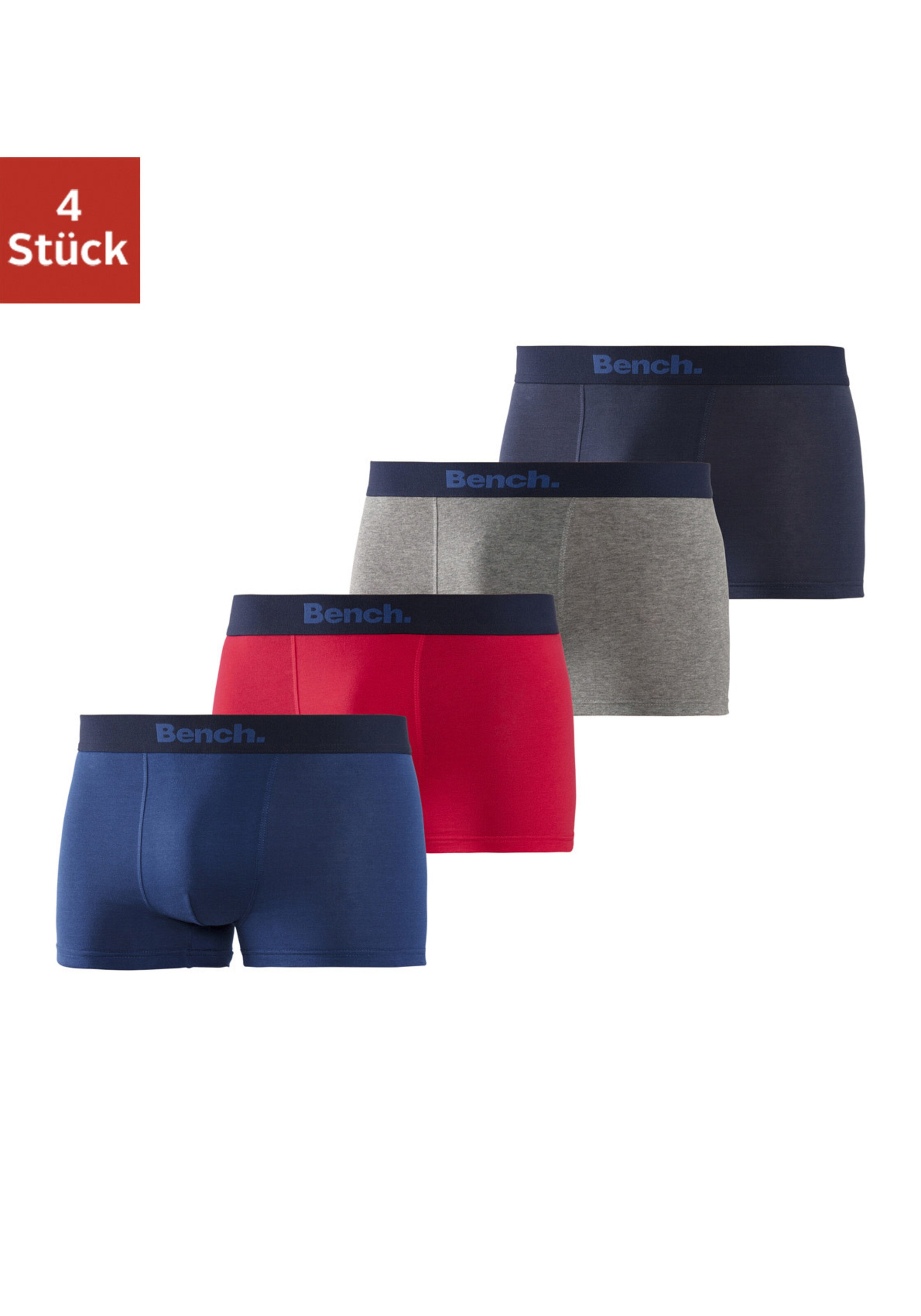 Bench. Boxer in rot, blau, grau-meliert, navy