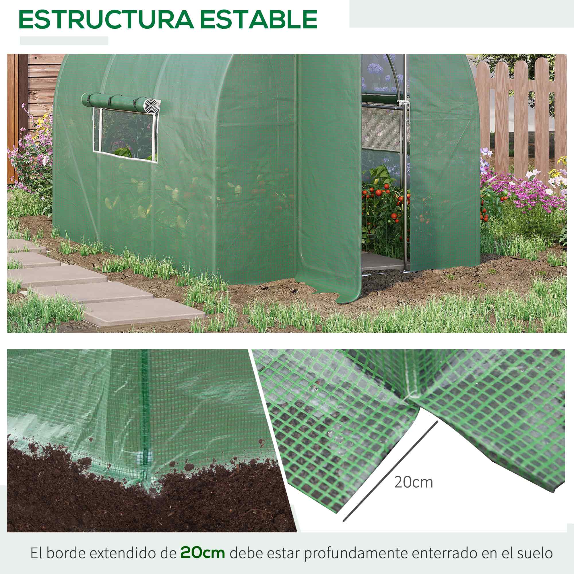 Estufa Túnel Verde Outsunny