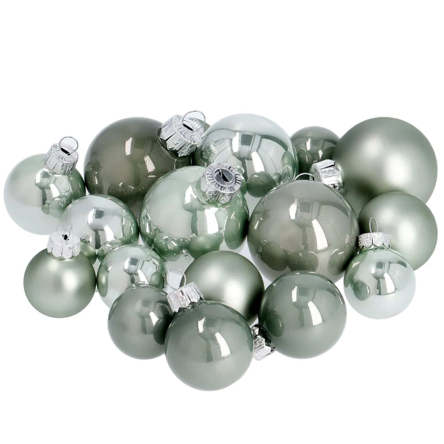 17er Weihnachtskugel Set Glaskugeln Mix, mint